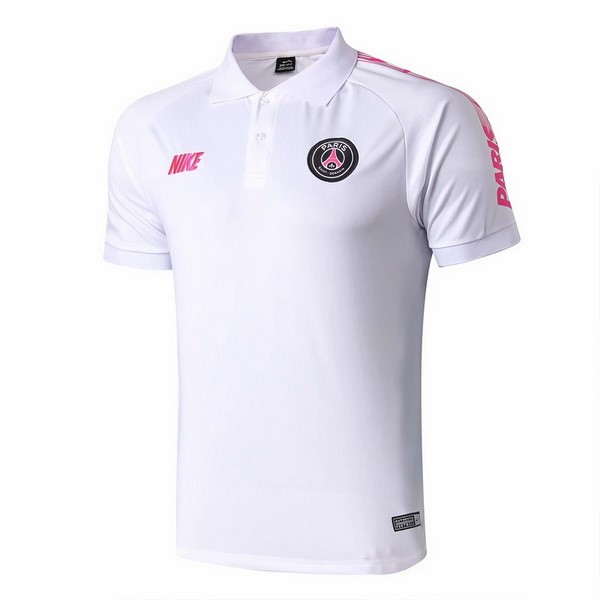 Polo Paris Saint Germain 2019-20 Weiß Pink Fussballtrikots Günstig